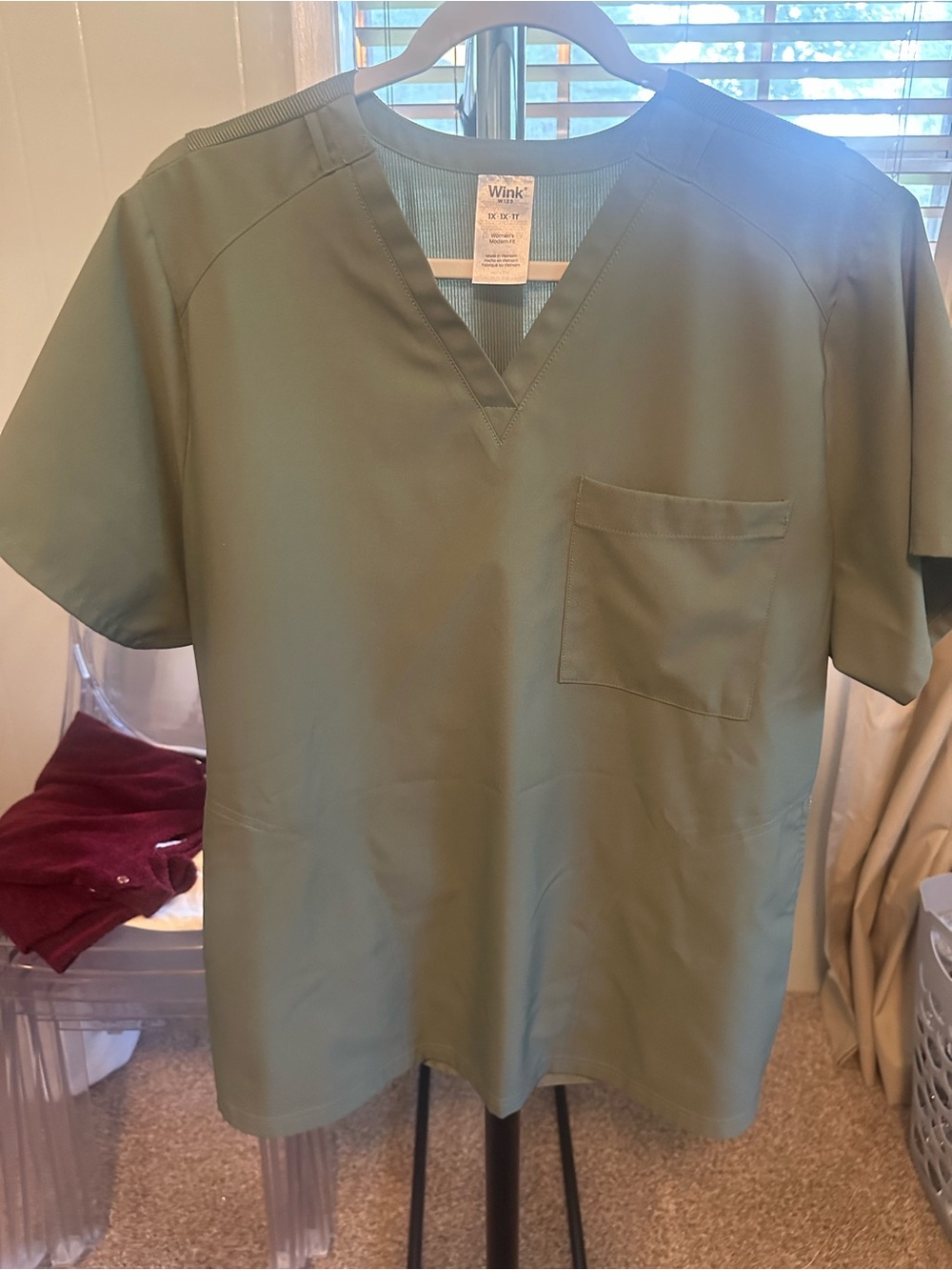Wink Olive V-Neck Scrub Top